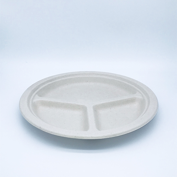 9inch 3-compartment wheatstraw round plate